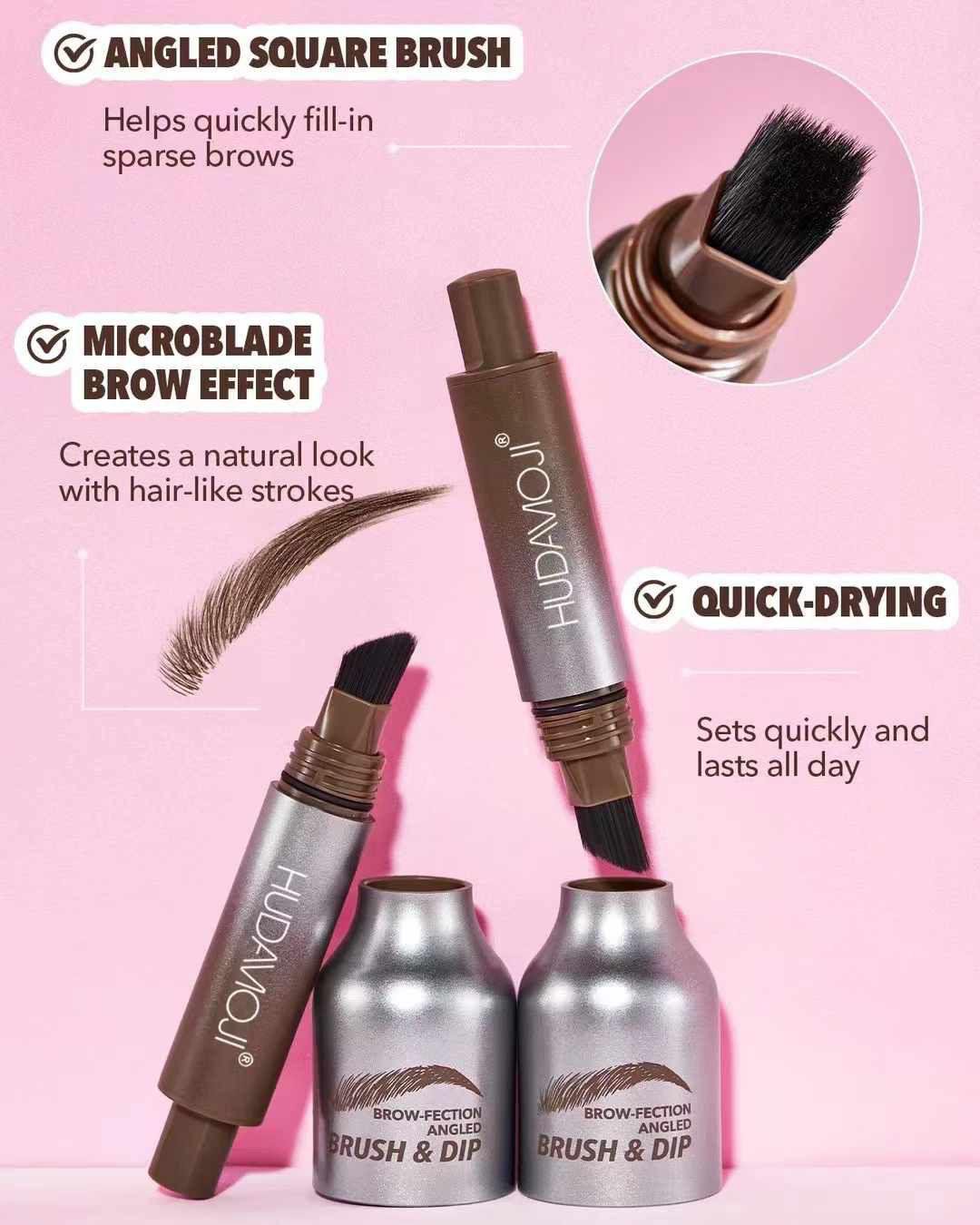Hudamoji Brow fection Angled Brush and Dip Liquid Eyebrow Gel Pen