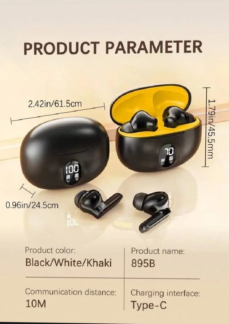 TWS Wireless Stereo Earbuds with LED Display (Random Color)