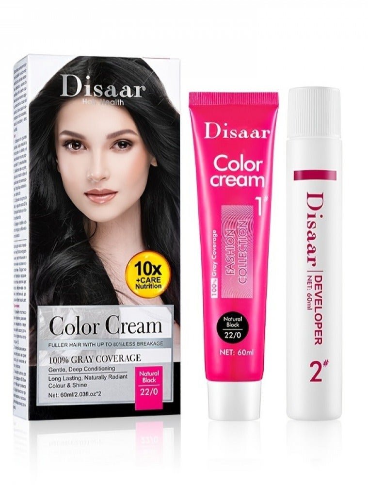 Disaar Hair Color Cream with Developer 100% grey coverage