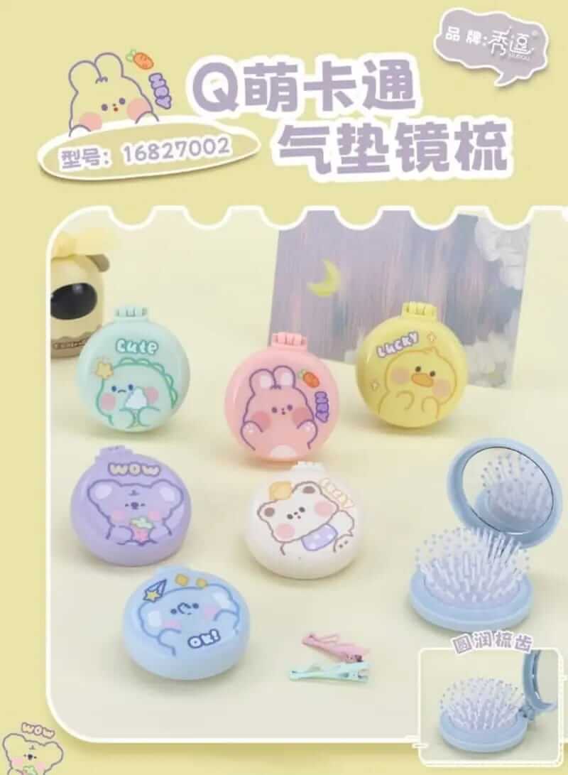 Kids Folding Soft Hair Brush with Mirror