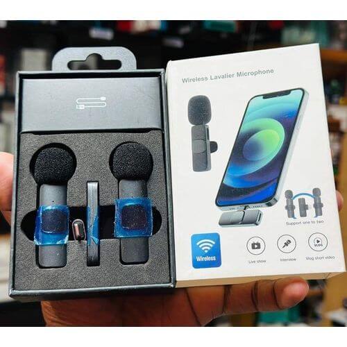 K8 2in 1 Wireless Bluetooth Clip On Microphone (Double Mic)