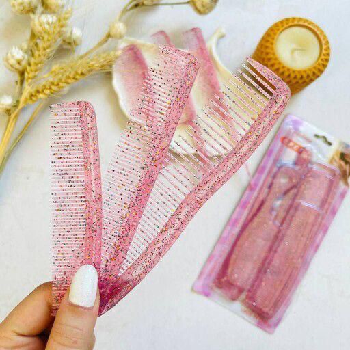 5-in-1 Pink Glitter Comb Set | Professional Hair Styling Combs for Women & Girls (Random Color)