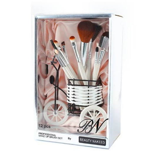 BN Beauty Nakeed 12pcs Makeup Brush Set with Bicycle Best Gift Packaging, Girl’s Brushes Set For Makeup Professional Brushes Set