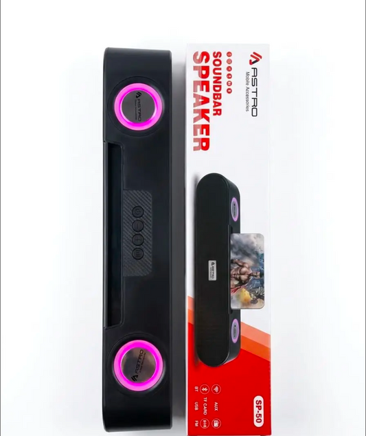 Astro SP-50 Bluetooth Soundbar Speaker with RGB Lights | BT 5.3 | FM | AUX | USB | SD Card(Random Colors)