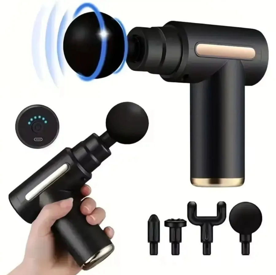 Professional Percussion Massage Gun with 4 Attachments – Deep Tissue Muscle Relaxer