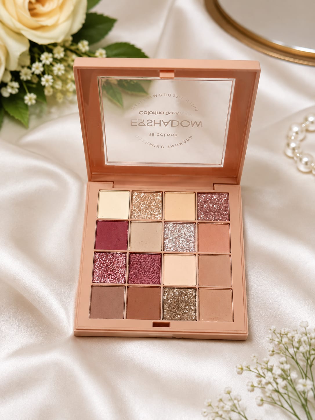 Colorina Pro-Artist 16-Color Eyeshadow Palette – Rose Gold Bridal & Glam Edition