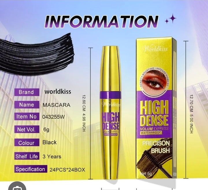 Bob Worldkiss High Dense Volum'Express Waterproof Mascara – Precision Brush | 6g