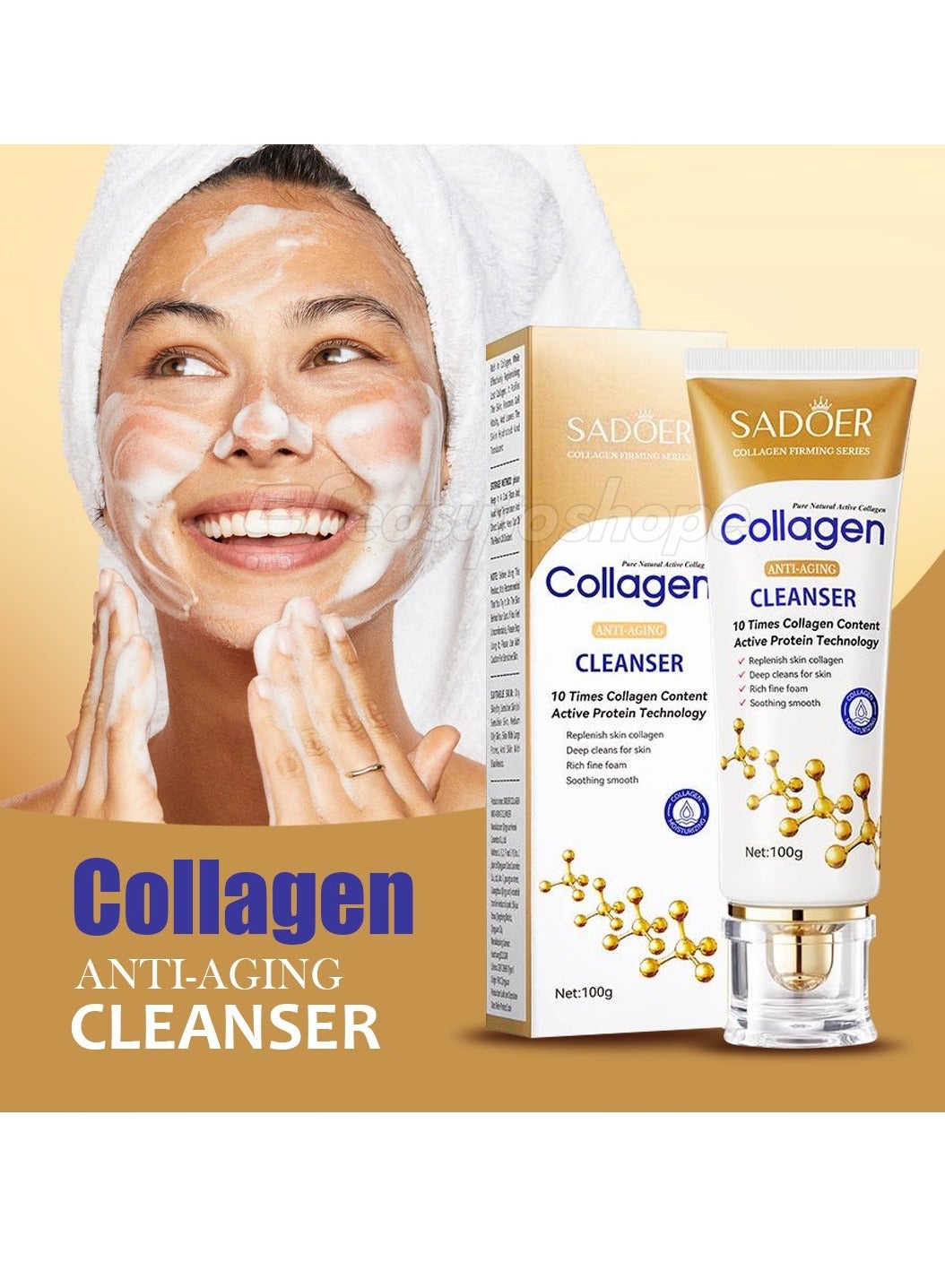 Sadoer Collagen Anti-Aging Face Cleanser – 10X Collagen Foaming Face Wash (100g)