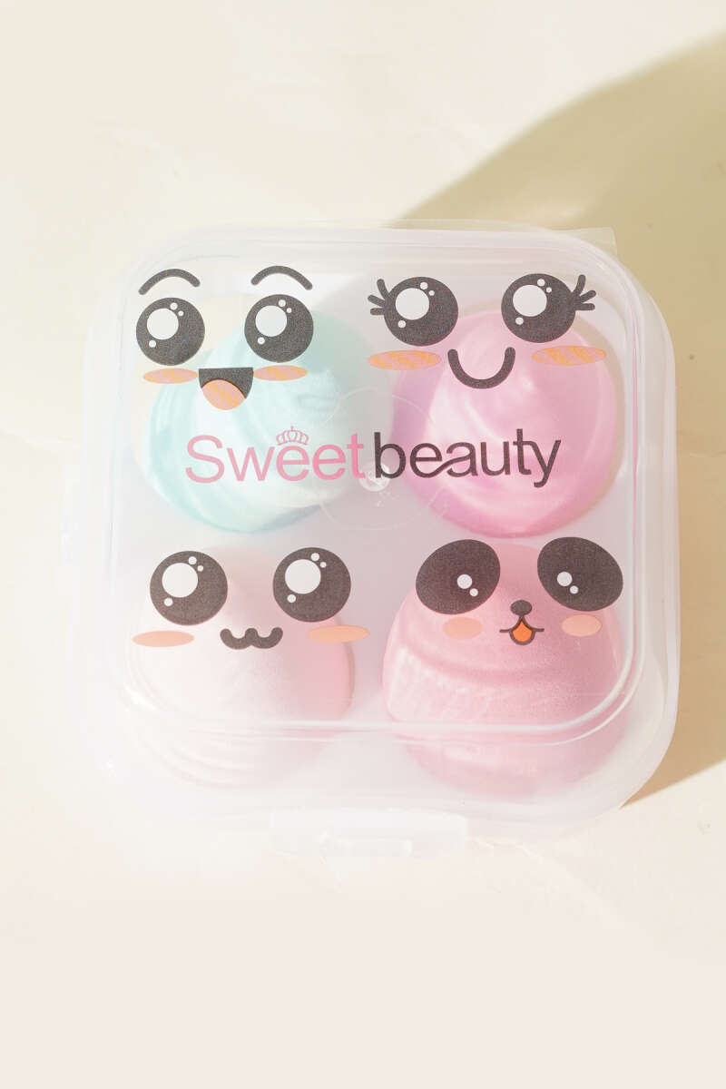 Sweet Beauty Blender puff set of 4 with Plastic Case