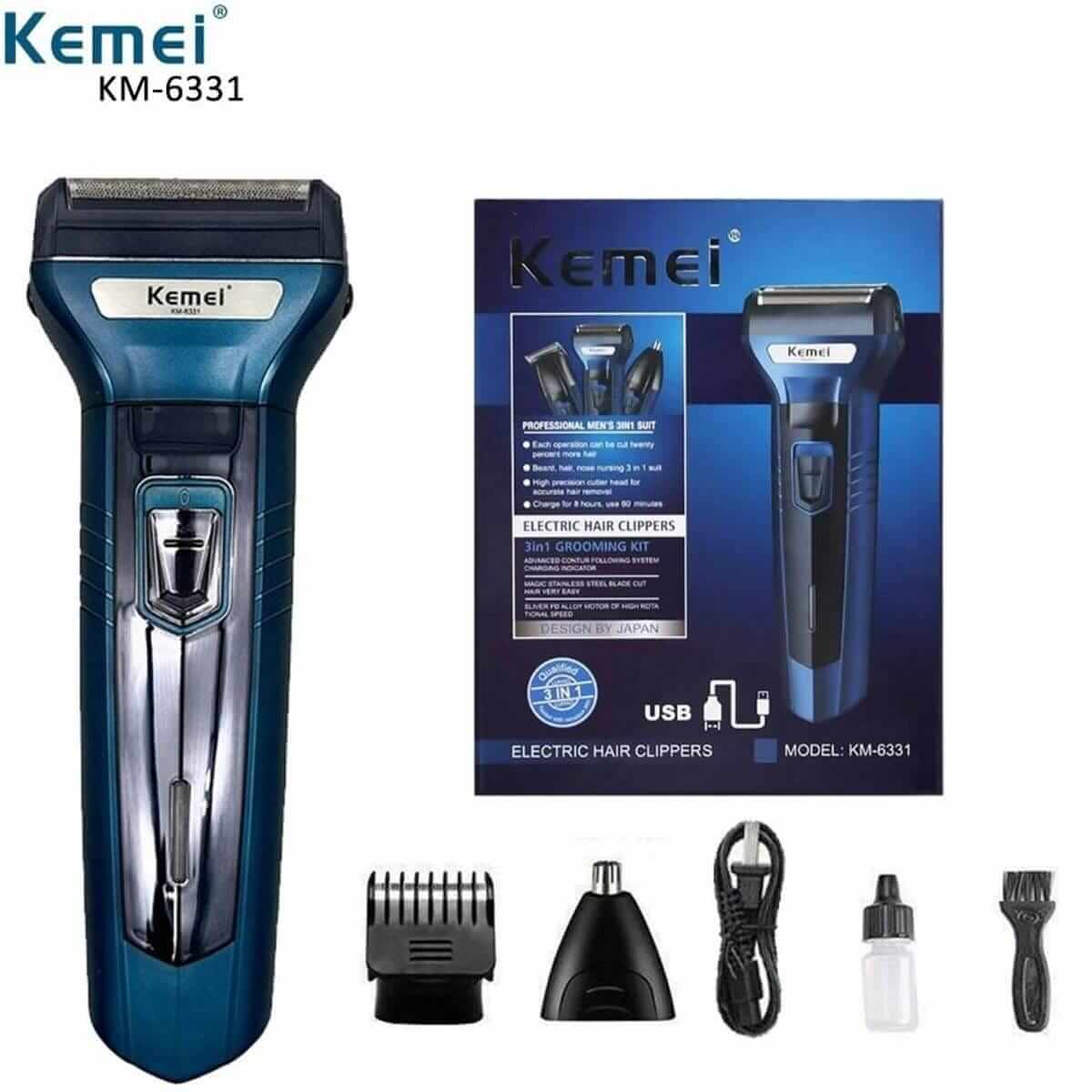Kemei  KM-6330  3in1 Trimmer Shaver and Nose Trimmer