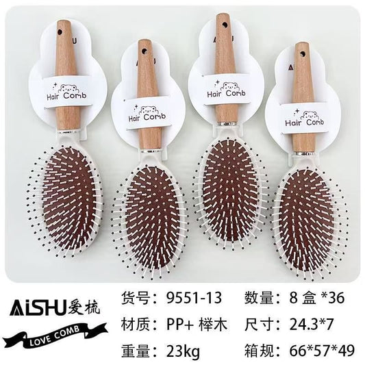 Aishu Oval Shape With wooden Love hair Comb