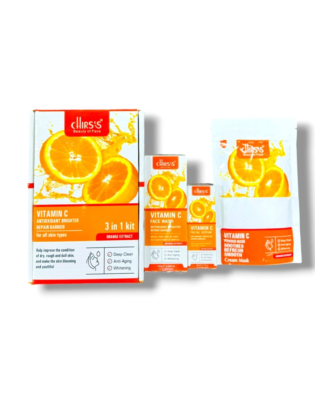 Chirs's  3in1 Kit (facewash,serum,Cream mask)