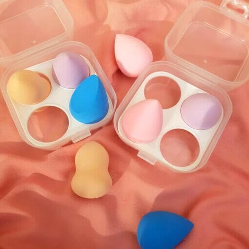 Huxia Beauty Blender puff set of 4 with Plastic Case