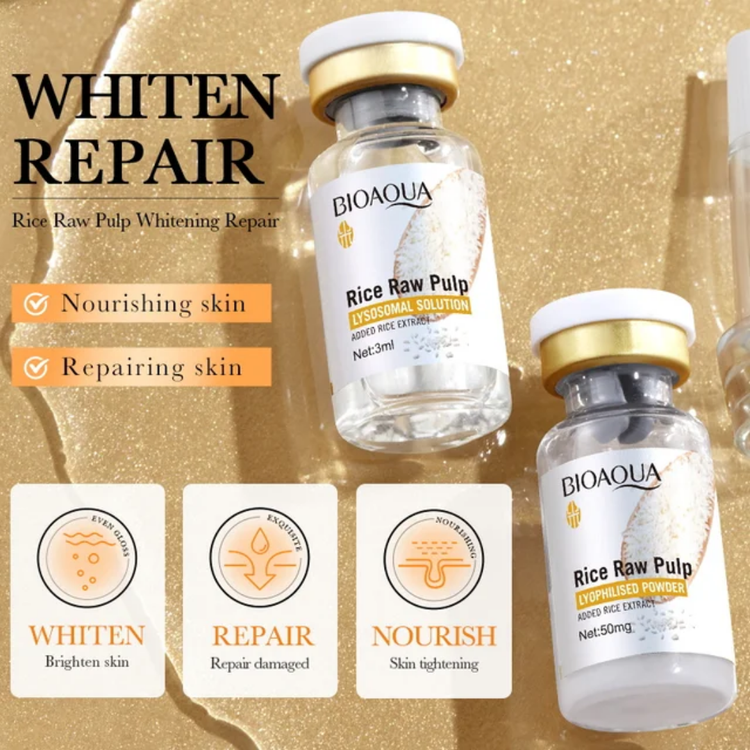BIOAQUA Rice Raw Pulp Whitening Repair Lyophilised Powder  Essence Set