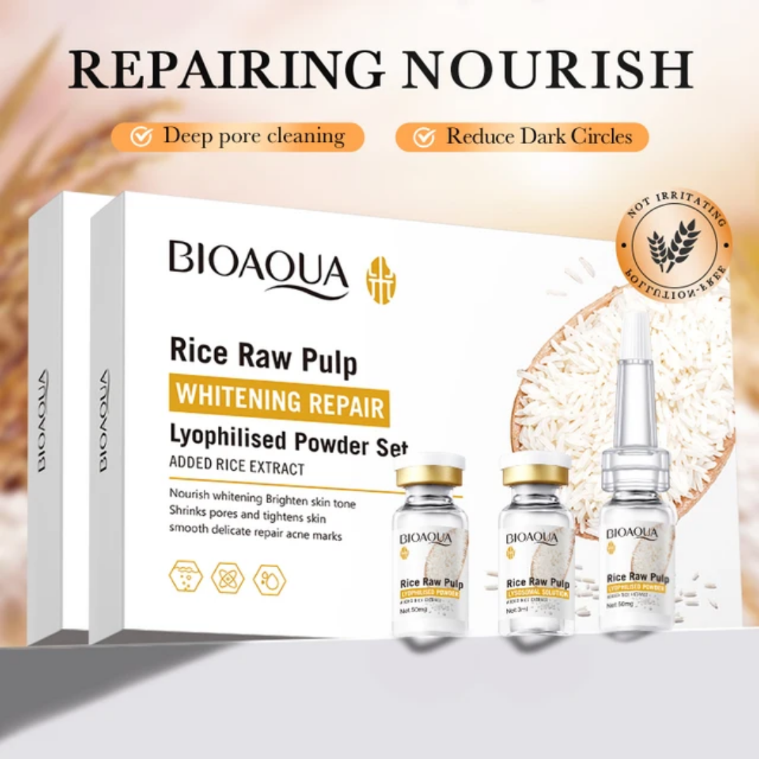 BIOAQUA Rice Raw Pulp Whitening Repair Lyophilised Powder  Essence Set