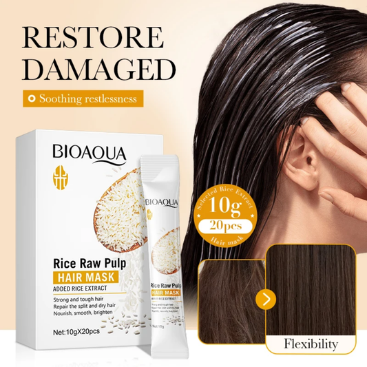 BIOAQUA  Rice Raw Pulp Hair Mask Pack of 20 Sachet