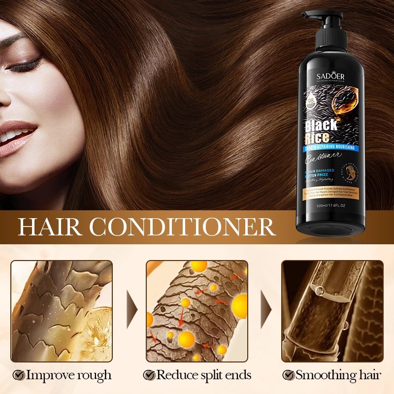 SADOER Black Rice Anti Hair Loss Anti Dandruff Conditioner Repair Damage Hair Oil control Smoothing Hydrating 500ml