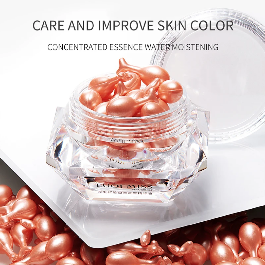 LOUFMISS Essence Fullerene Placenta Radiance Face Skin Care Vitamin E Repair anti-aging Facial serum fish capsules pack of 25
