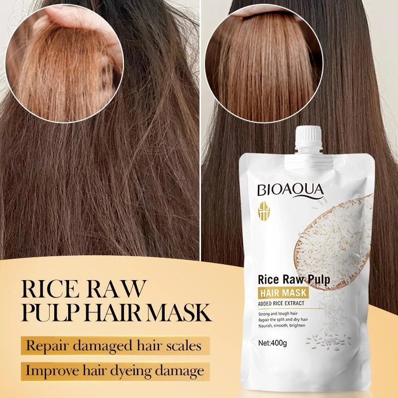 BIOAQUA Rice Raw Pulp Hair Mask 400g (pouch packing)