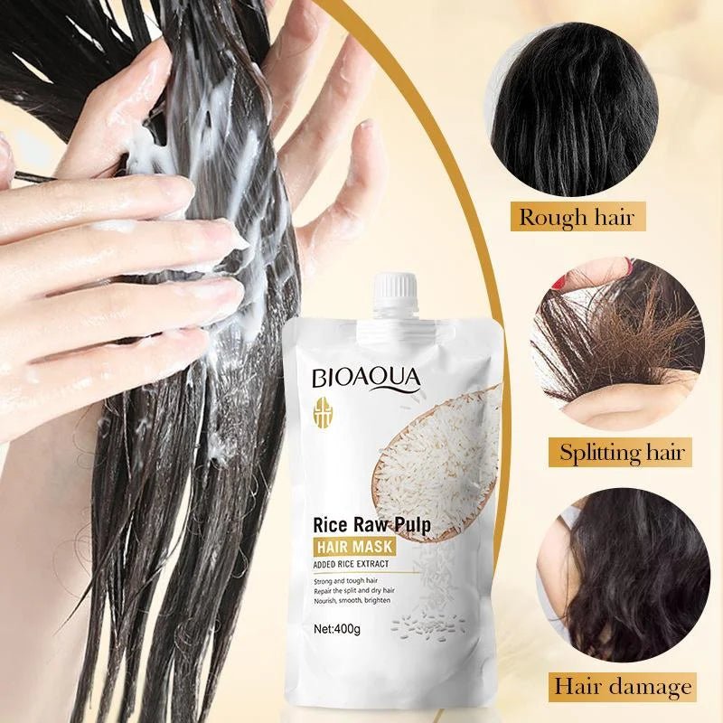 BIOAQUA Rice Raw Pulp Hair Mask 400g (pouch packing)