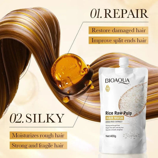 BIOAQUA Rice Raw Pulp Hair Mask 400g (pouch packing)