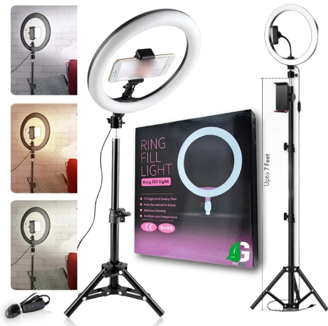 26cm Selfie LED Ring Fill Light with 7ft Tripod Mobile Stand Best for Live Streaming and Contact Creation
