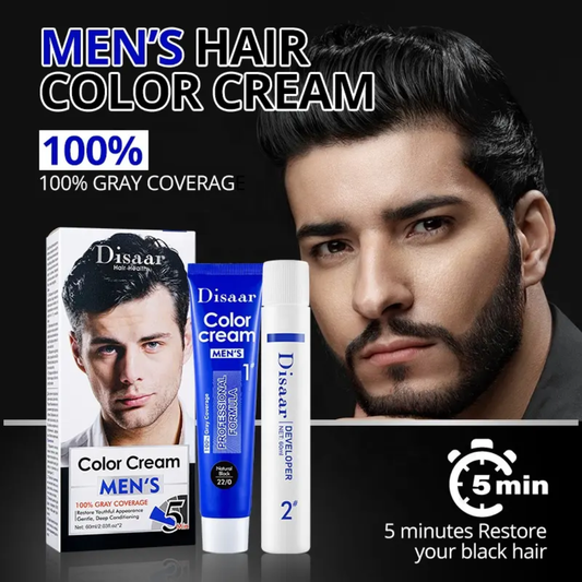 Disaar Men's Color Cream 100% Grey Coverage ( Natural Black 22\0)