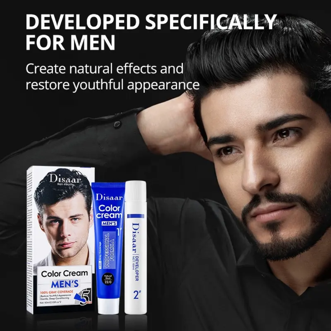 Disaar Men's Color Cream 100% Grey Coverage ( Natural Black 22\0)