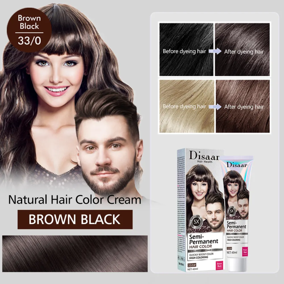 Disaar Semi-Permanent Excellent Gray Hair Coverage Hair Color 60ml (Brown Black )