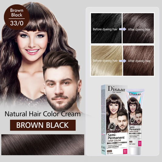Disaar Semi-Permanent Excellent Gray Hair Coverage Hair Color 60ml (Brown Black )