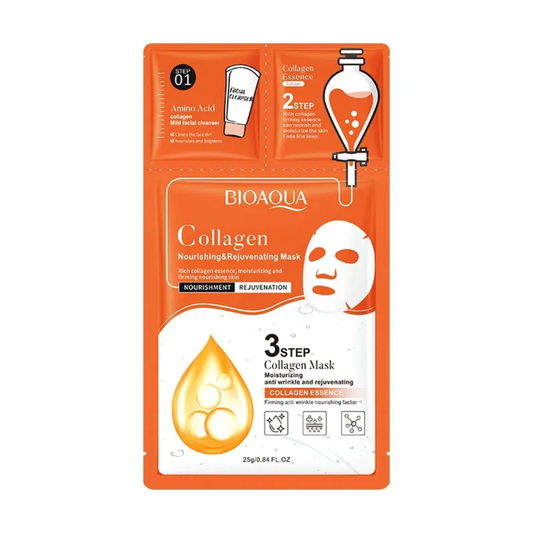 BIOAQUA 3steps Facial  Mask ( Lotion essence, Cleanser, facial Sheet mask )  pack of 10
