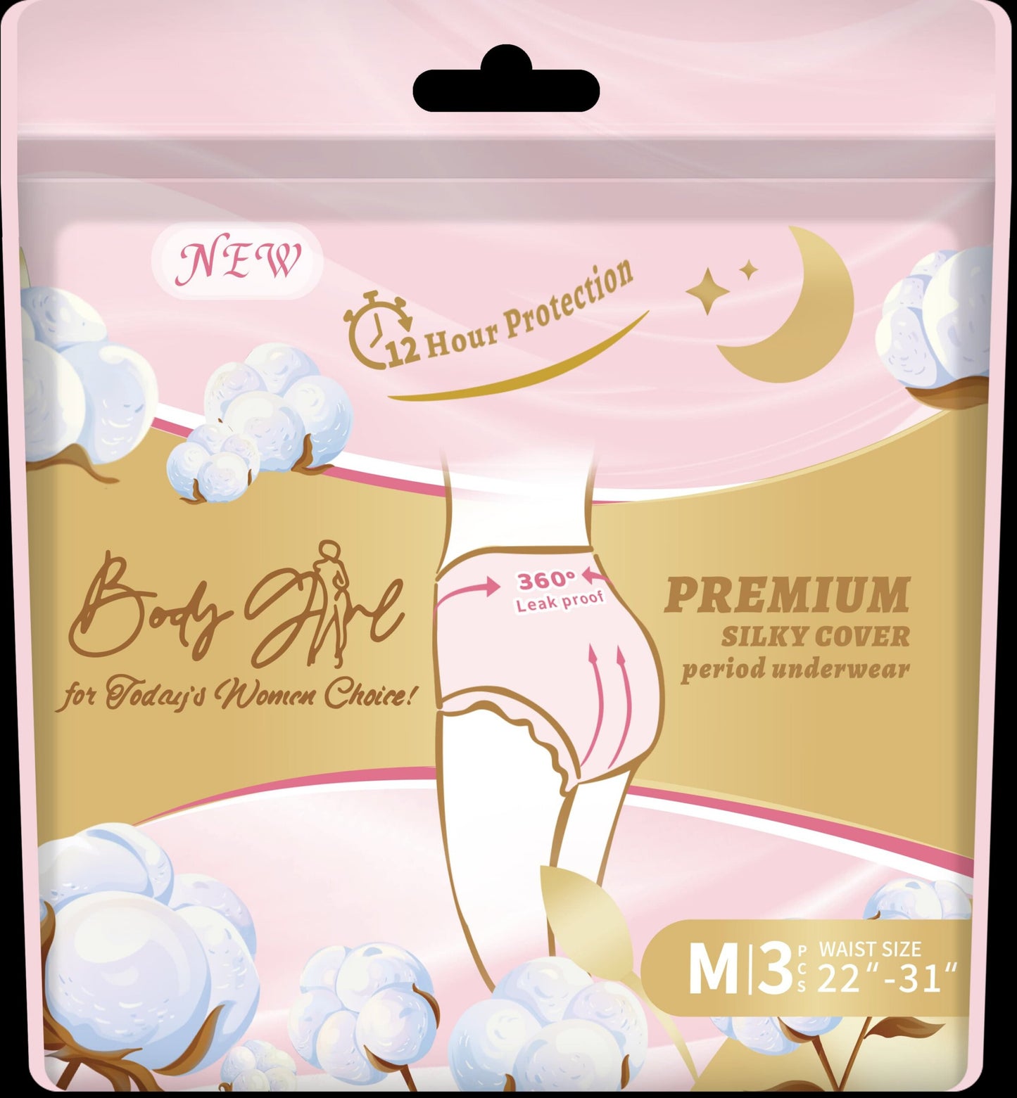 NEW Premium Silky Cover Period Underwear Penties 12 hours protection pack of 3
