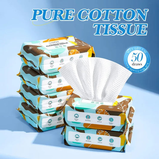 Sadoer Pure Cotten Skin Friendly Cleaning Tissue pack of 50 Pcs tissue