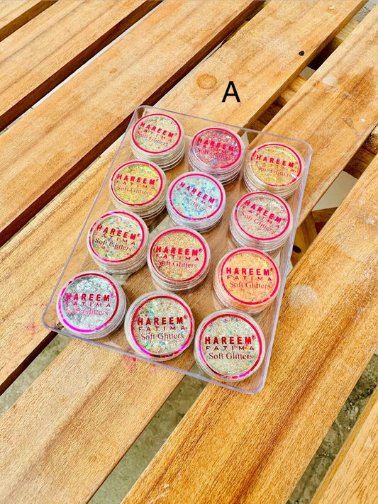 Hareem Fatima Soft Glitters Dust Eyeshadow Glittery Chunks Highlights Pack of 12