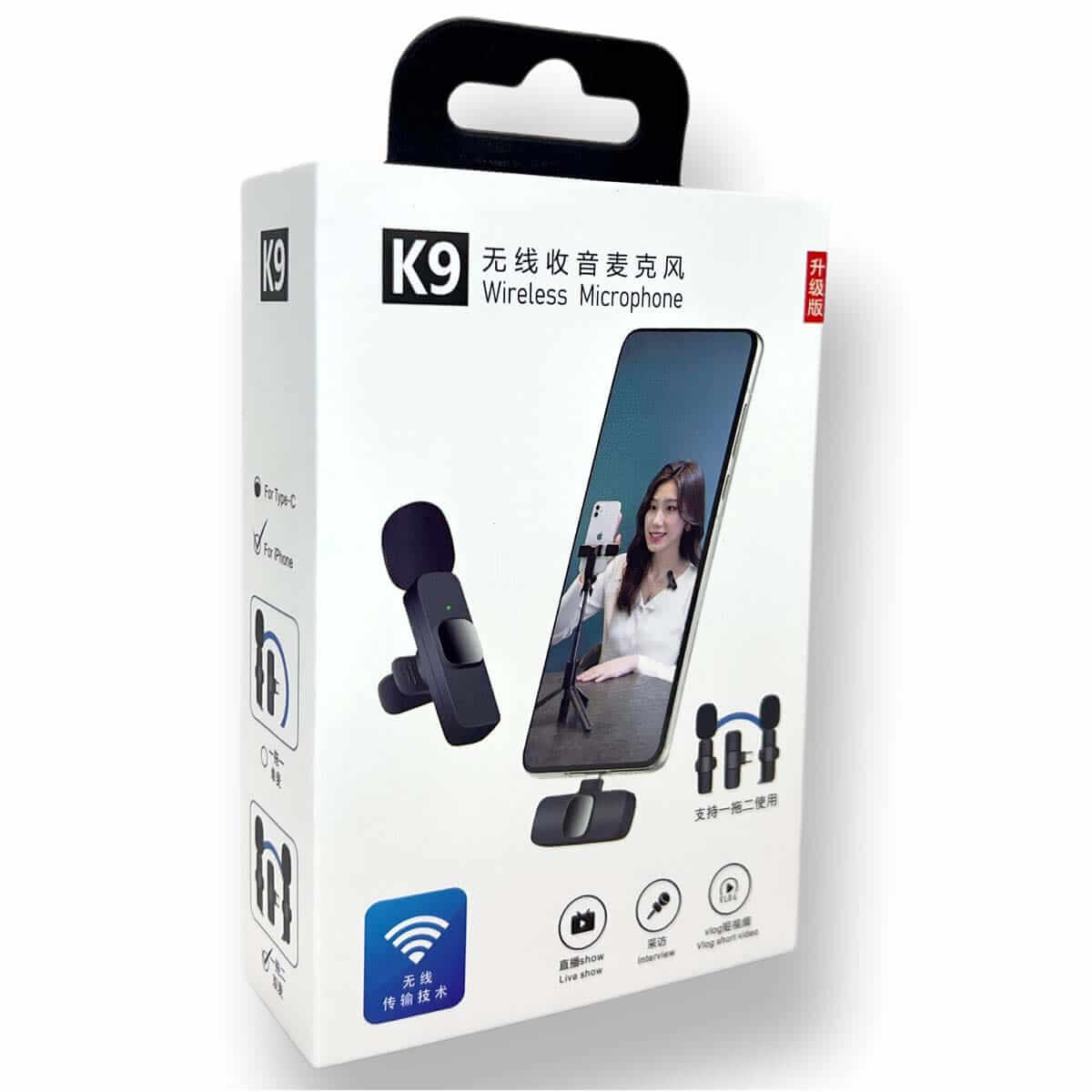 K9 Wireless  Bluetooth Clip On Microphone (Double Mic)