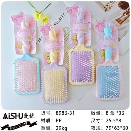 Aishu Airbag soft bristles Love Comb Hair Brush with Marshmallow Handle Square Shape (Random Color)