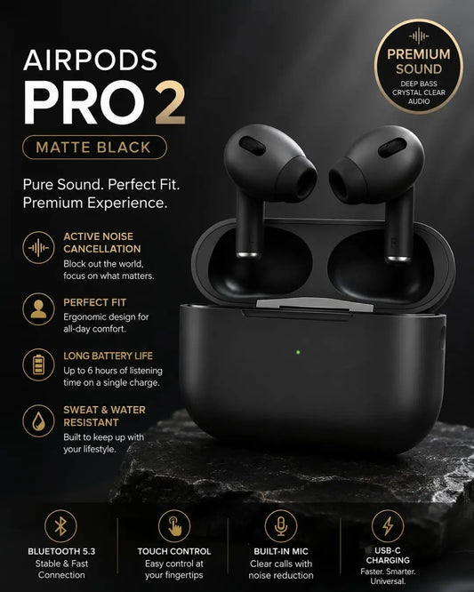 Airpods Pro2  Black Edition 2nd Generation Matte Black without Box Best Quality earbuds