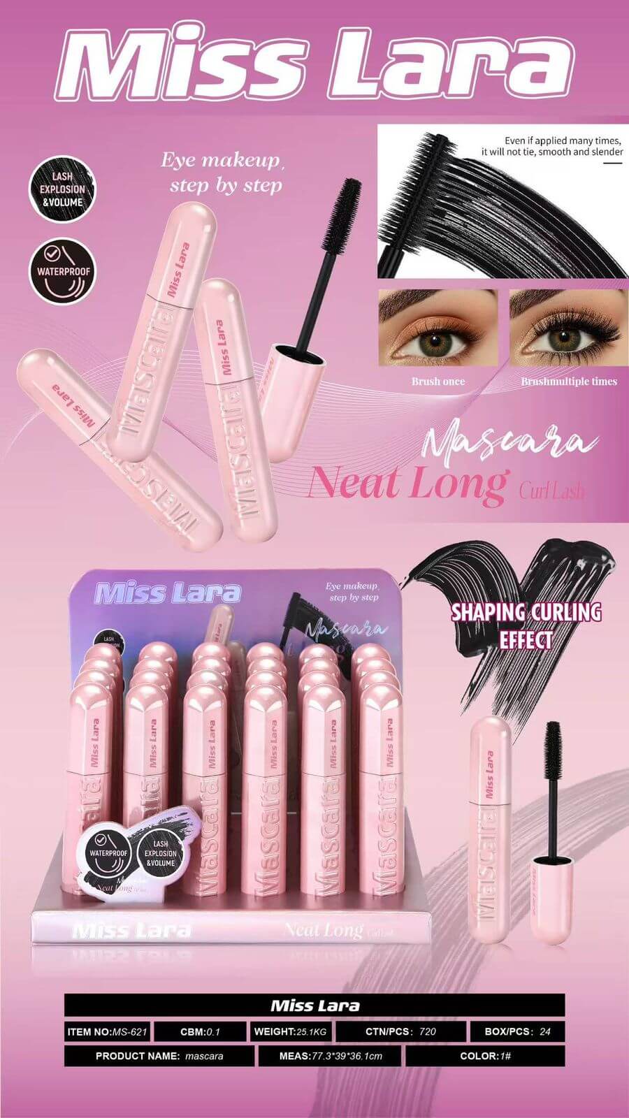 Miss Lara Neat Long Curl Lash Water Proof Mascara