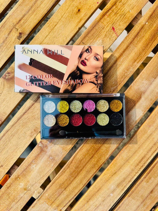 ANNA HILL 12 Color Glitter Eye Shadow palette