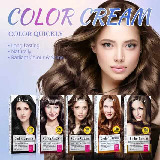 Disaar Hair Color Cream with Developer 100% grey coverage
