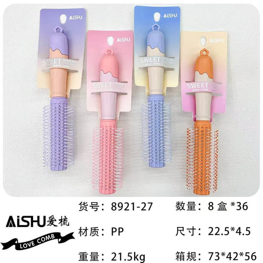Aishu Roller Hair Brush With Beautiful V shape Bristles ( Random Colors )