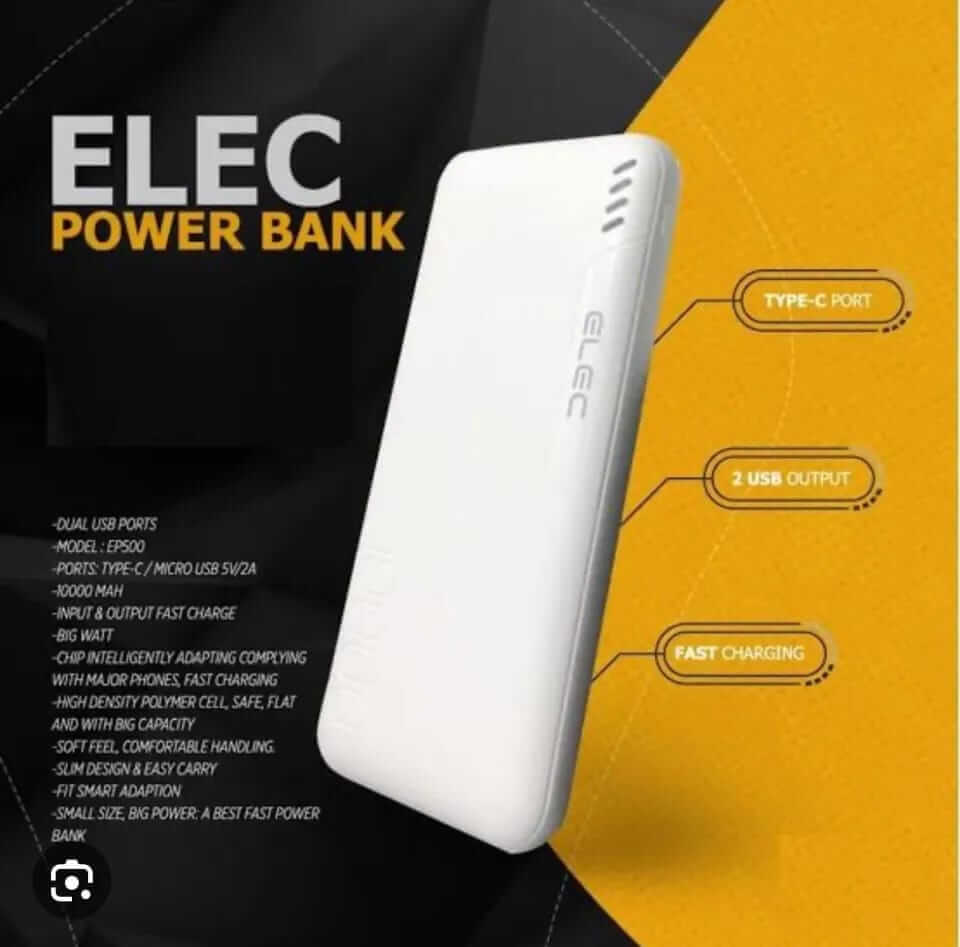 ELEC 10000mAh Power Bank (with 2 USB Supporter )