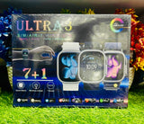 Ultra 3 Smart Watch - 7+1 Straps Bundle with Wireless Charger | AMOLED Display