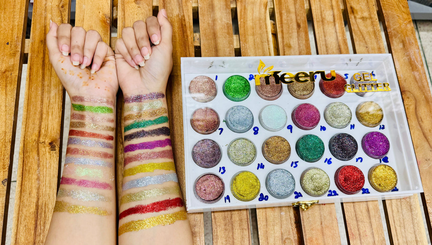 Meeru Gel Glitter Palette Set 24 Vibrant Shades