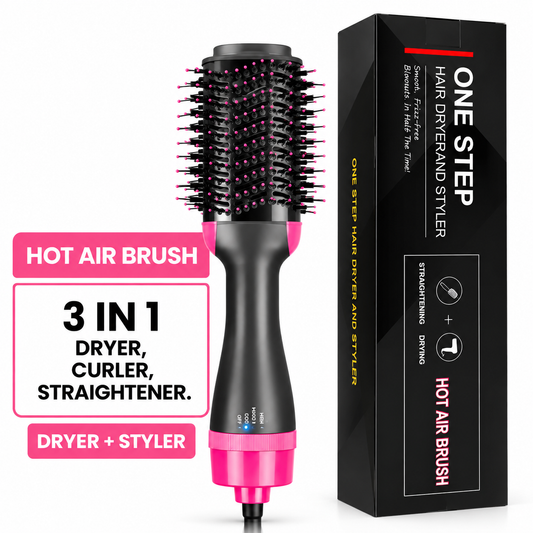 One Step Hot Air Hair Brush 3in1 Dryer Straightener curler