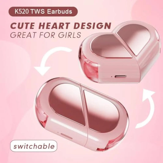 K520 TWS Earbuds – Cute Heart Design Wireless Earphones