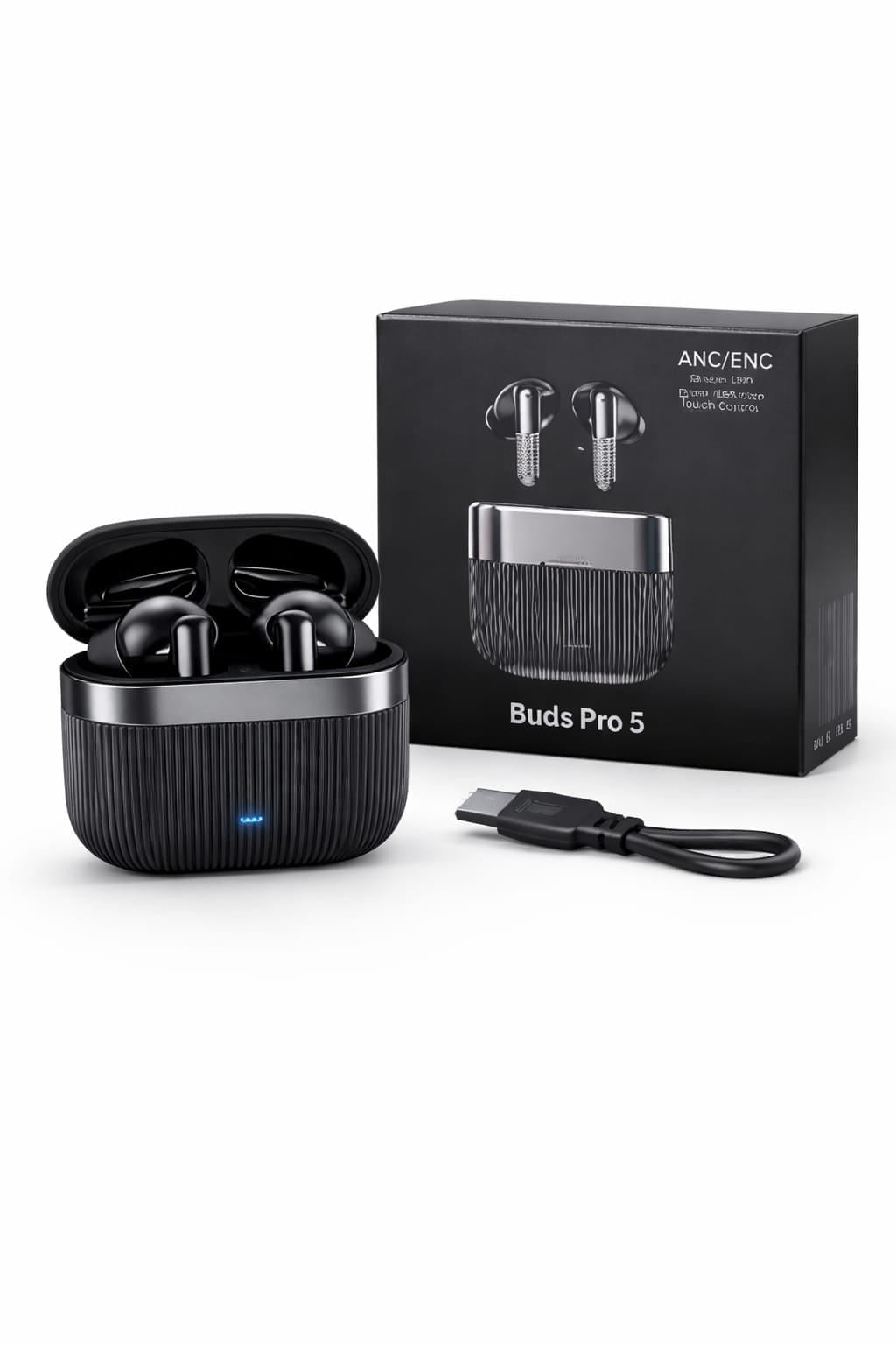 Buds Pro 5 – ANC/ENC Wireless Earbuds with Dual Noise Cancellation & Touch Control earphones Headphone