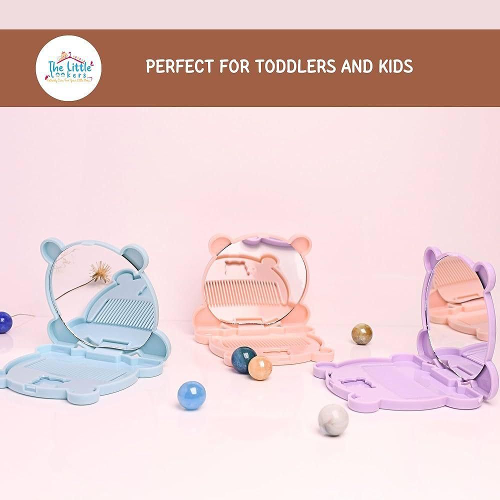 Bear Mirror & Comb Set for Kids | Tangle-Free Hair Grooming (Random Color)