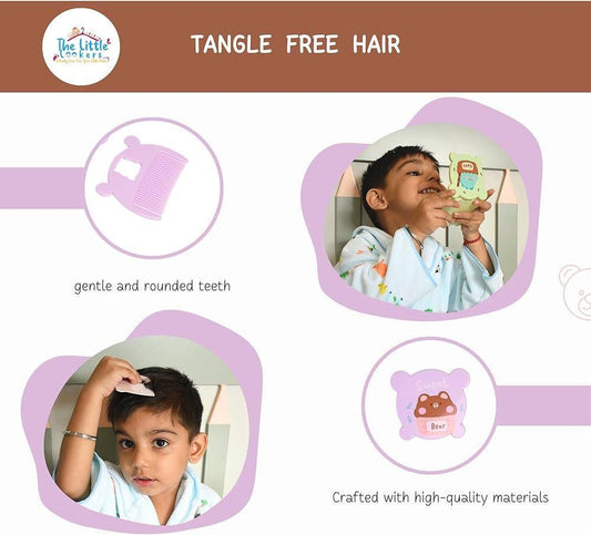 Bear Mirror & Comb Set for Kids | Tangle-Free Hair Grooming (Random Color)