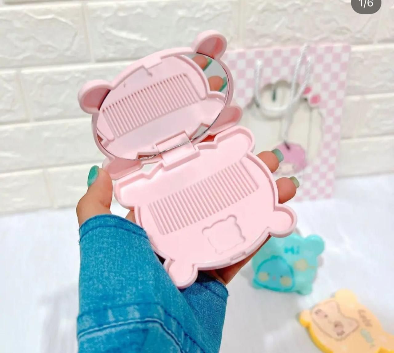 Bear Mirror & Comb Set for Kids | Tangle-Free Hair Grooming (Random Color)